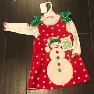NWT Bonnie Jean Snowman Dress 2T